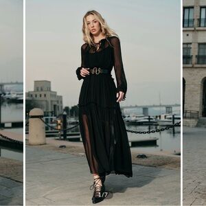 Commense Black Long Sleeve Maxi Dress
